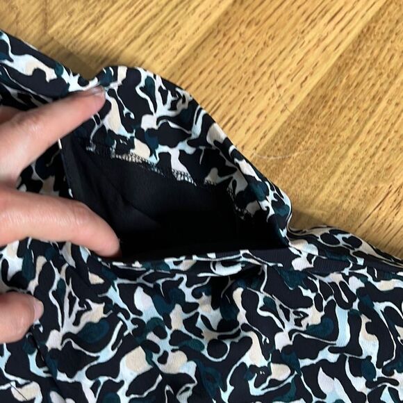 Club Monaco Womens Wide Legged long Pants Black Mix Noir Abstract Pattern Size 0 - Picture 4 of 13